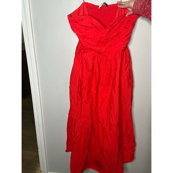 TOCCIN x RTR Red Sweetheart Neckline Strapless Flowy Skirt Midi Dress Size 14 - Picture 6 of 16